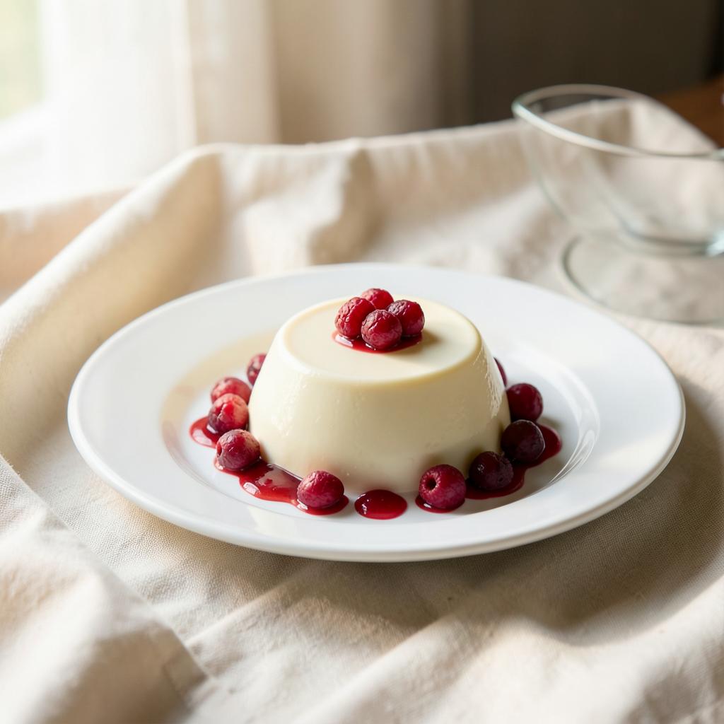 Panacotta de Chocolate Branco com Frutos Vermelhos